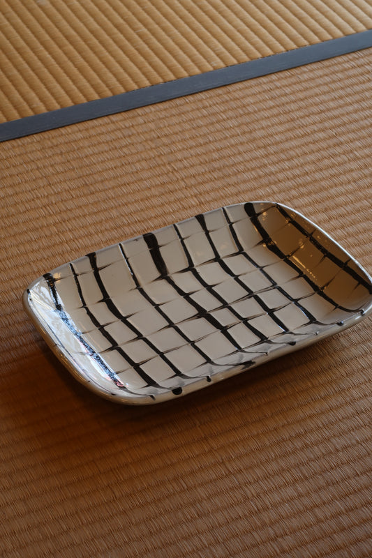 長皿 スリップ 白