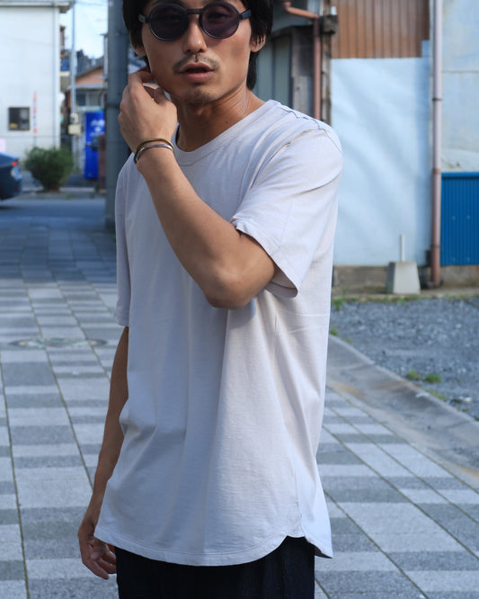 yohaku オーガニックコットンシルク Tシャツ ライトグレー